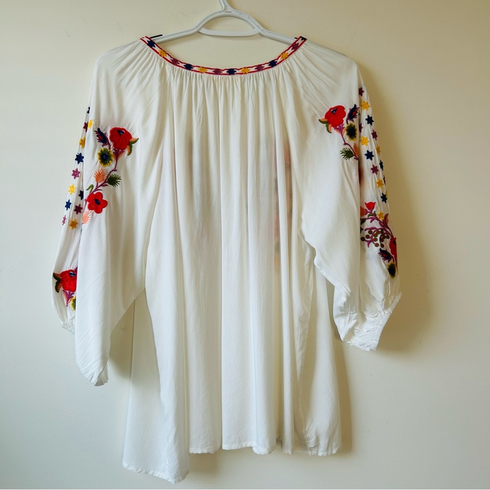 Solitaire Women’s Embroidered Floral Boho Blouse Size L - Picture 5 of 9